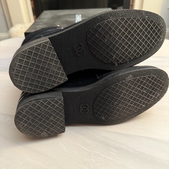 Chanel Lace Up Tweed Boot in Black sz 39.5 $1450 - Picture 4 of 6